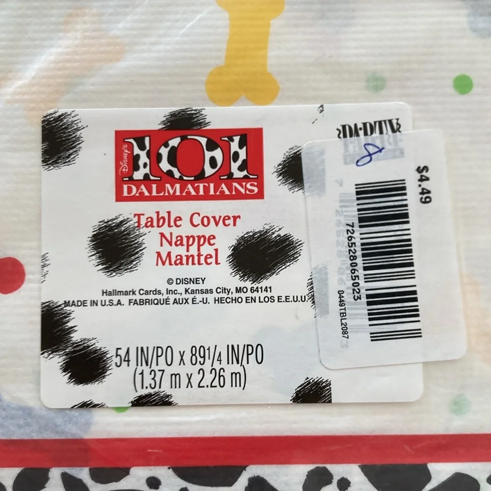 Vtg Disney Hallmark 101 Dalmatians Party Disposable Table Cover New Dead stock